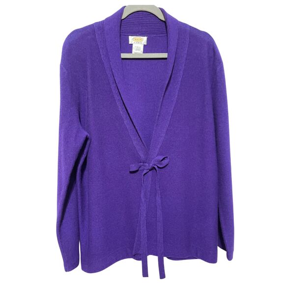 Talbots Sweaters - Talbots Purple Wool Open Front Knit Cardigan Large